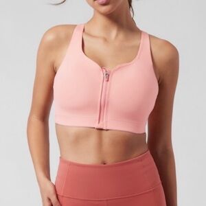 Athleta Advance 38D Zip-Front keyhole back adjustable high impact sweat wicking